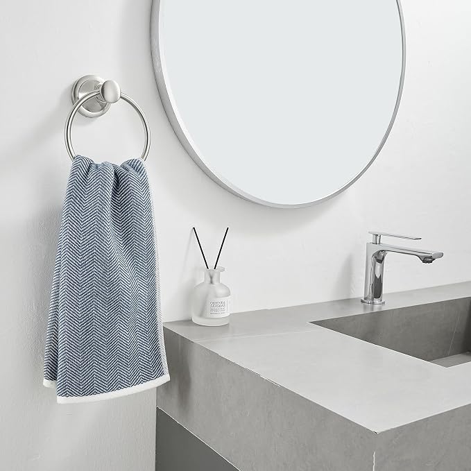 BESy Brushed Nickel Bathroom Hand Towel Ring Towel Holder, Rustproof Wall - Image 3