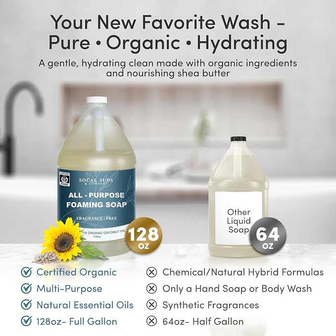 SoCal Suds & Company 128oz Certified Organic Foaming Hand & Body Wash - Image 4