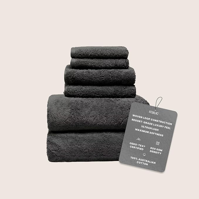Italic Ultraplush 100% Australian Cotton Towels Standard 6 Piece Set, 2 Bath - Image 2