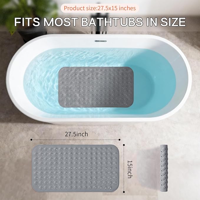 Anti-Slip Bathtub Shower mat, 27.5×14.5（Approximately 70×37cm） inch Soft - Image 3