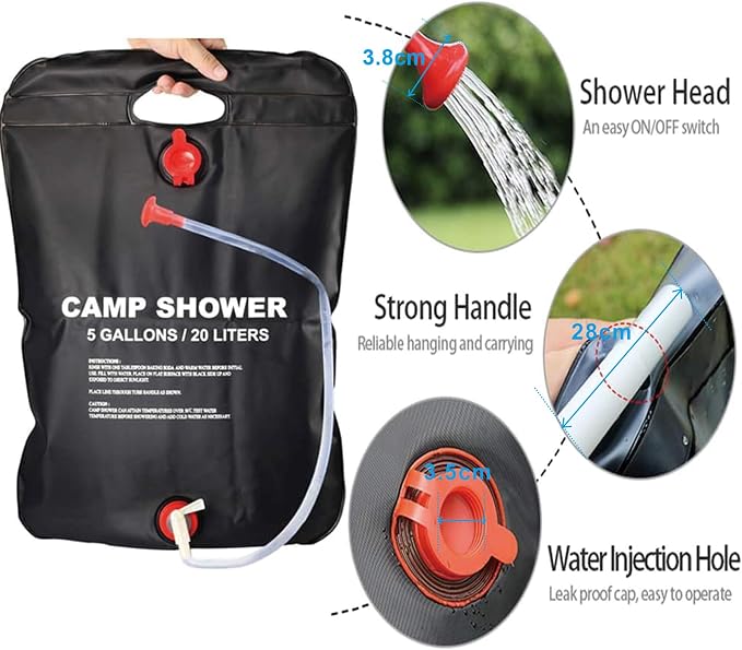 Portable Shower for Camping, Outdoor Camping Shower Bag 5 Gallon/20L, - Image 4