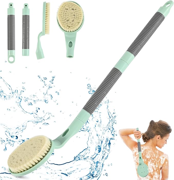 Back Scrubber Anti Slip for Shower, 21.7” Detachable Back Bath Brush for Shower by BTideas