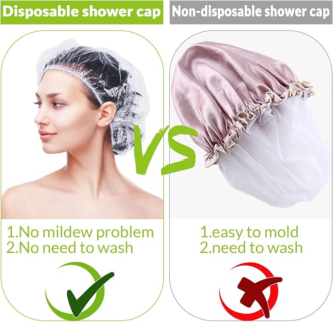 Retisee 140 Pcs Disposable Shower Caps Bulk 18.2 Plastic Clear Hair Caps - Image 5