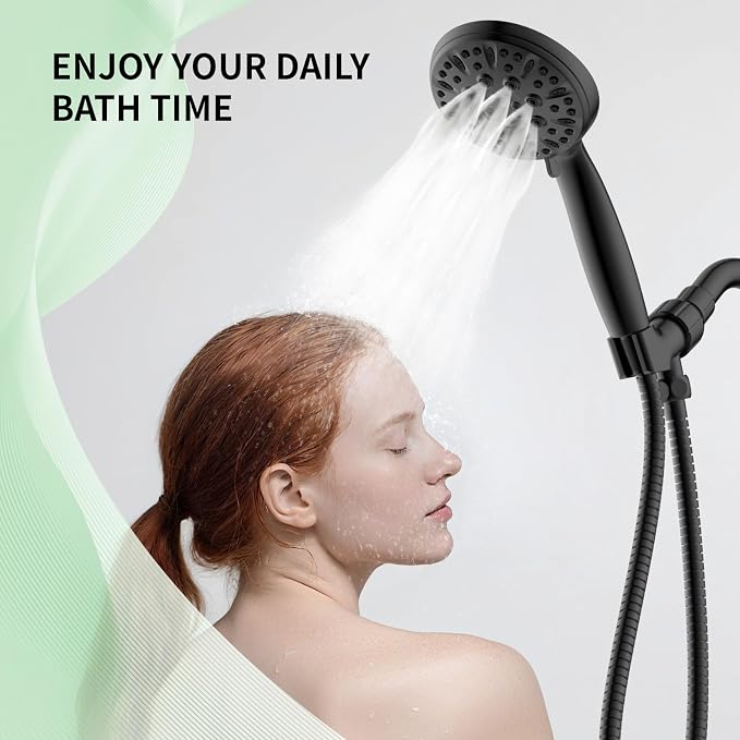 Matte Black Shower Head, 6 Spray Modes Handheld Showerhead, High Pressure - Image 8