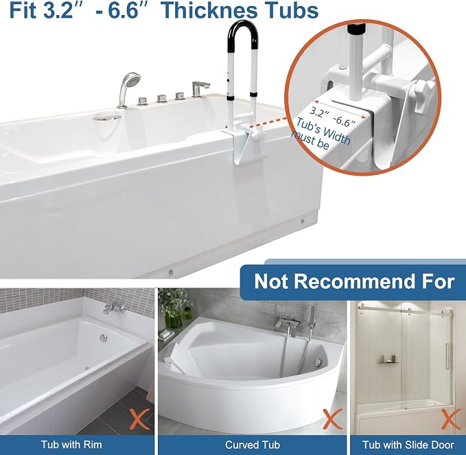 Adjustable Bathtub Grab Bars for Seniors, Bath Safety Grab Bar - Image 3