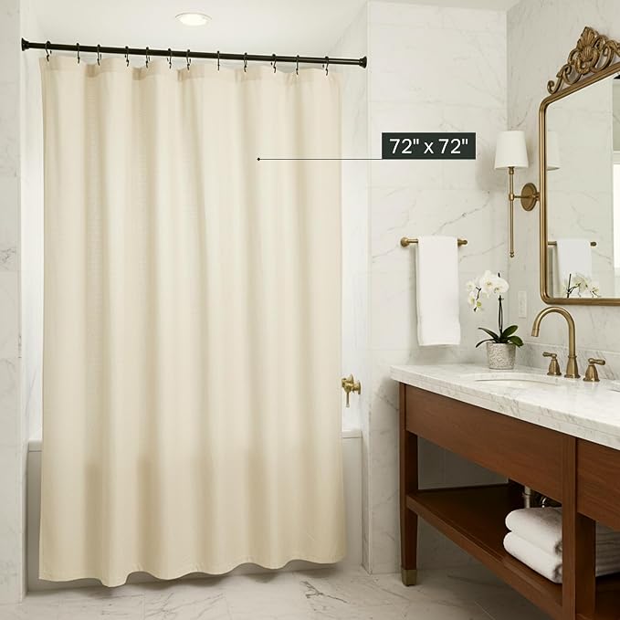 Preston Lane Stonebridge Linen Cotton Shower Curtain, Fabric Bathroom Curtain - Image 4