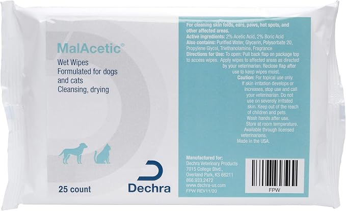 MalAcetic Wet Wipes for Dogs and Cats, 25 ct by Unknown
