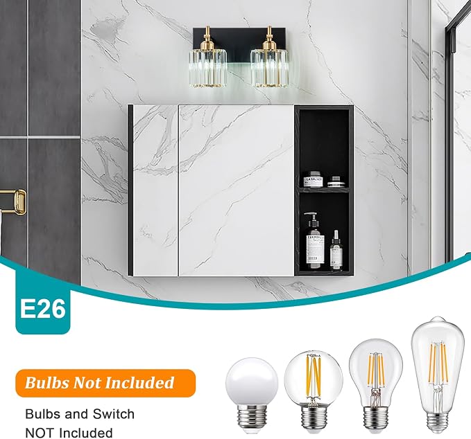 2-Light Crystal Bathroom Vanity Lights - Image 5