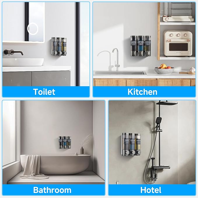 Shampoo and Conditioner Dispenser, GlintGath Shower Dispenser 3 Chamber No - Image 2