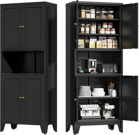 COFaR 69" Tall Modern Kitchen Pantry, Metal Storage Cabinet by COFAR