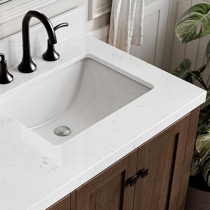 ARIEL Cambridge 60 Inch Double Rectangular Sink Bathroom Vanity - Image 3