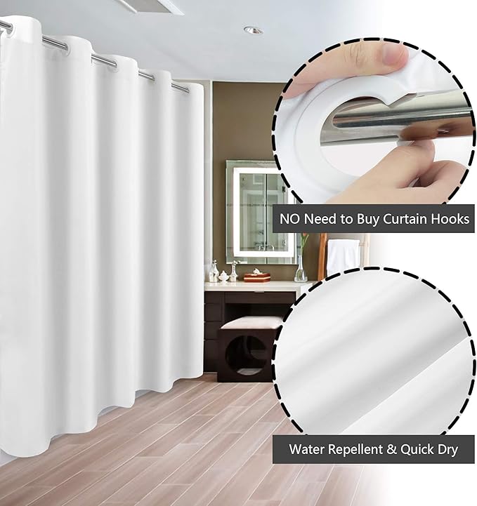 River Dream Extra Long Shower Curtain No Hooks or Liner Needed - Image 2