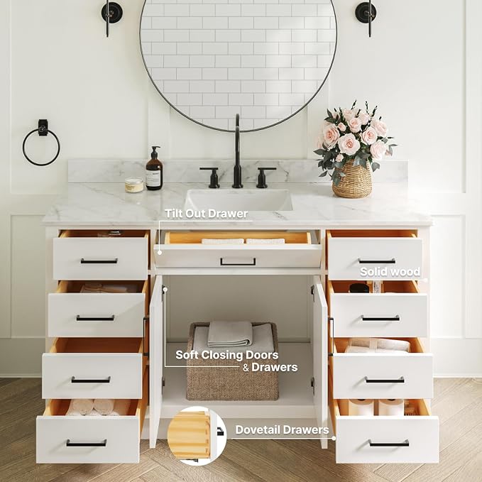ARIEL Bathroom Vanity 61" White - Image 5