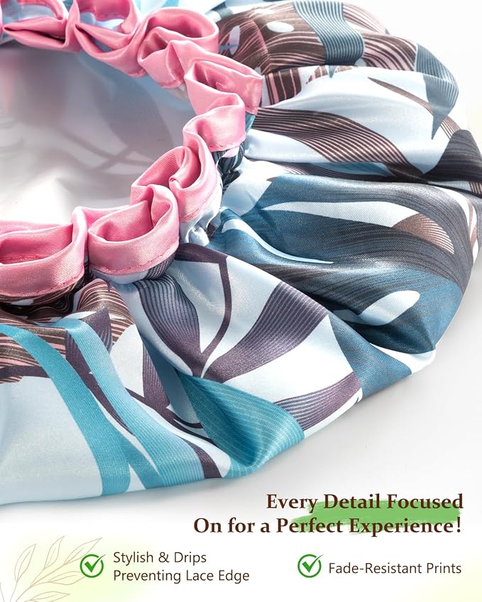 mikimini Large Shower Cap for Women Reusable Waterproof, Hair Cap for Shower - Image 3