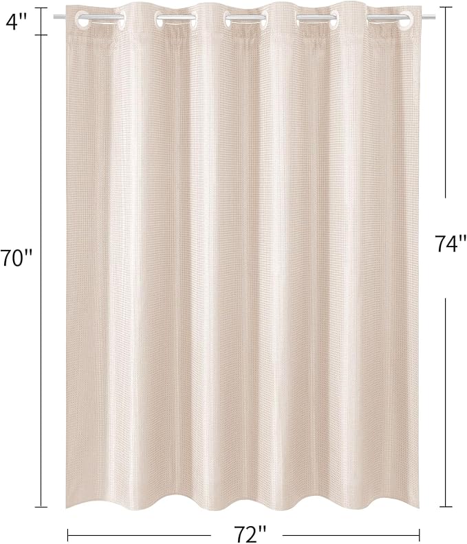 MitoVilla No Hooks Needed Pink Waffle Shower Curtain Liner Set, Modern Waffle - Image 7