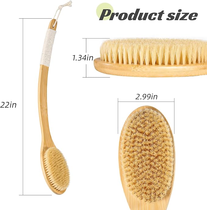 ​​​​Bath Body Brush Shower, Moderately Soft Natural Bristle Body Brush - Image 4