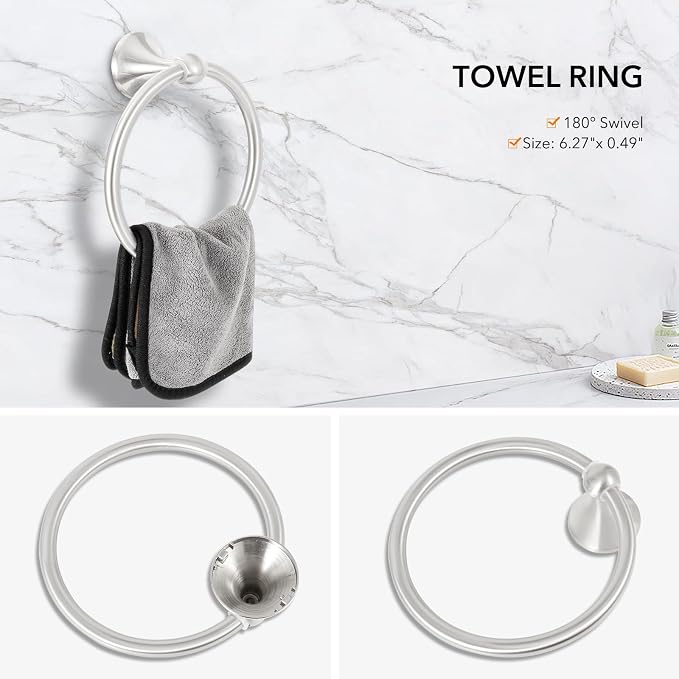 4 Piece Bathroom Hand Towel Holder Set, Adjustable Towel Racks - Image 5