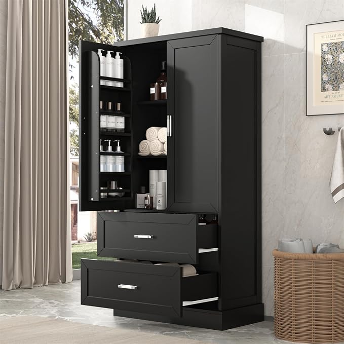 Tall Wide Storage Cabinet, Wood Storage Cabinet by Virubi