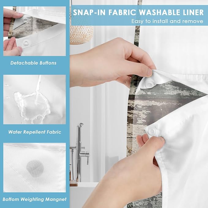No Hook Vintage Flower Shower Curtain - Image 3