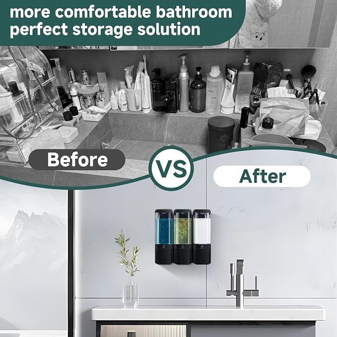 Shampoo and Conditioner Dispenser Wall Mounted No Drill, Shower Soap Dispenser - Image 6