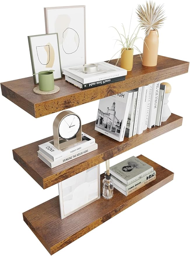 Floating Shelves for Wall Set of 3, 24in Hanging Shelf for Books, Room Decor by Colima