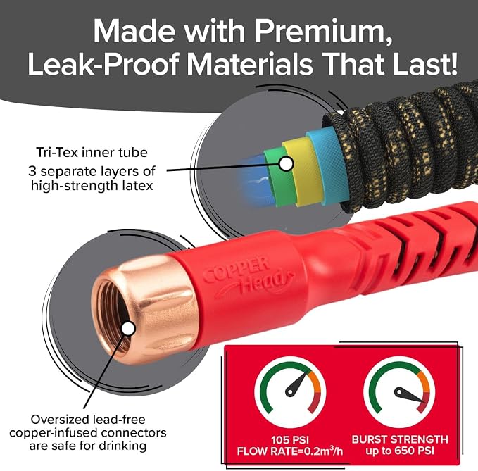 Pocket Hose Copper Head UV w/Pocket Pivot, Expandable Garden Hose 75 FT w/10 - Image 4
