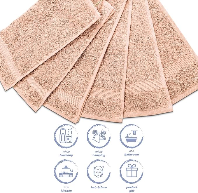 Hencely Premium 6-Pack Washcloths 12x12 Inches Soft Turkish Cotton High - Image 6