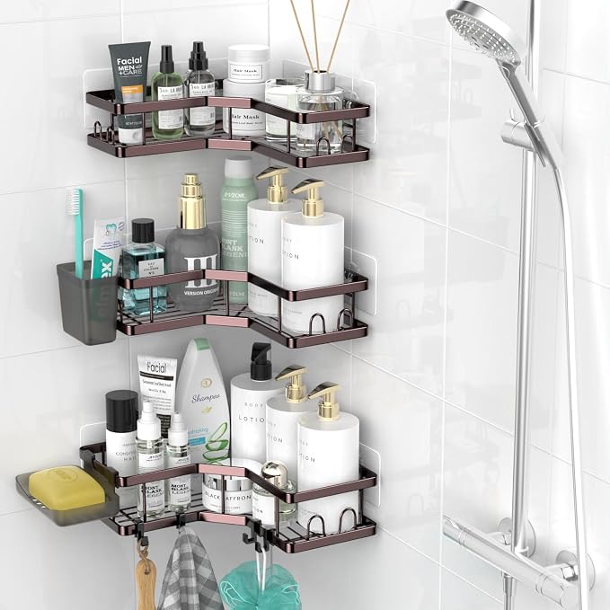 Corner Shower Caddy Organizer Shelf: Adhesive No Drilling Shower Rack Bathtub - Image 2
