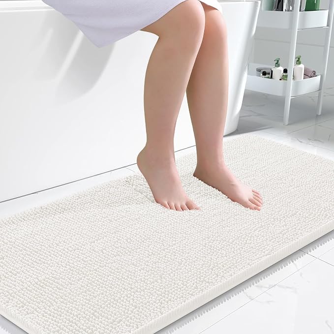 OLANLY Bathroom Rugs 47x24, Extra Soft Absorbent Chenille Bath Rugs, Rubber by OLANLY