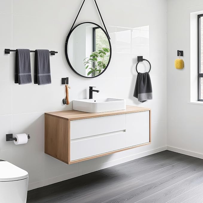 TURS Matte Black 5-Pieces Bathroom Hardware Set SUS304 Stainless Steel Towel - Image 6