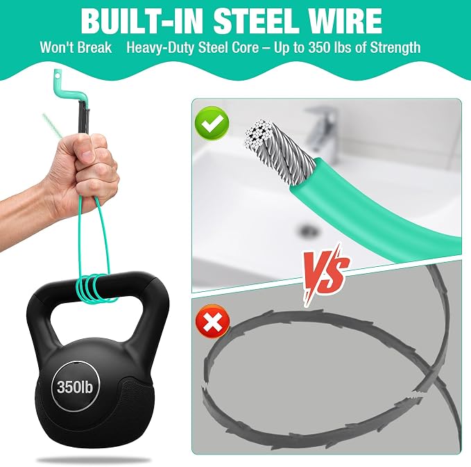 55inch Steel Core Drain Clog Remover Tool - Image 2