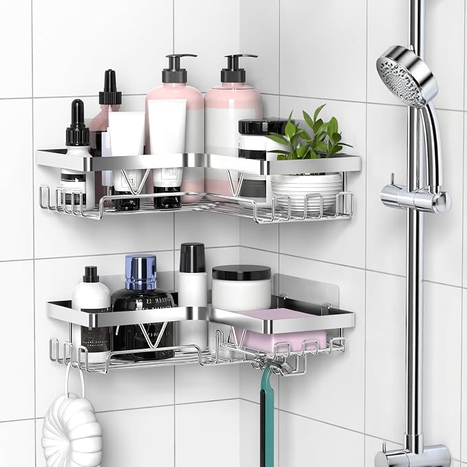 KEGII Corner Adhesive Shower Caddy, Rustproof Shower Shelf - Image 5