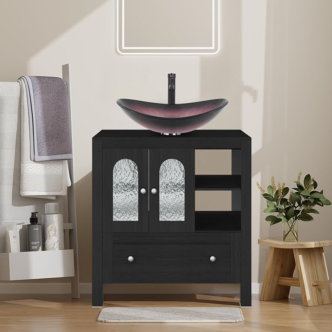 30-Inch Black Bathroom Vanity by Solidee