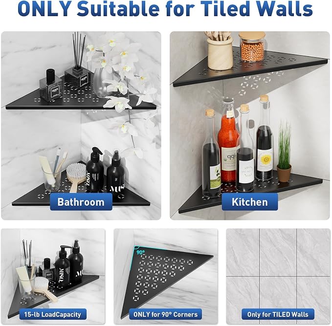 lives Corner Shower Shelf 10" Slot Design Recessed Shower Shelves - Image 7