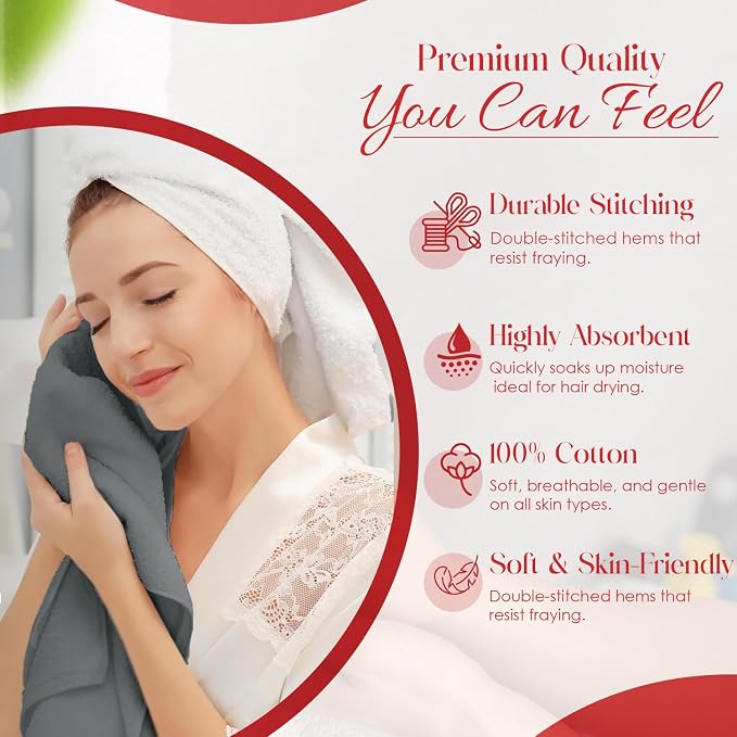 RIVERSIDE 6 Pack Premium Hand Towels Set, 16x28 inches, 100% Ring Spun Cotton - Image 4