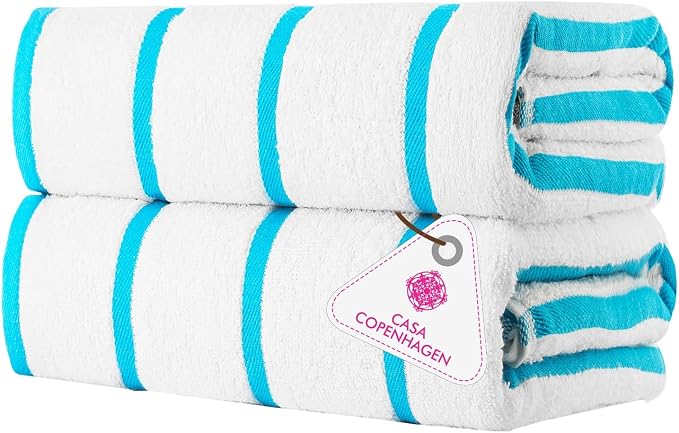 CASA COPENHAGEN Cabana Pool 2 Pieces Large Bath Sheet Set 70" x 35", 550 GSM by CASACOPENHAGEN