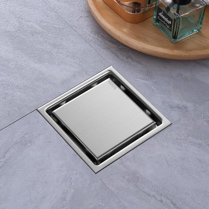 Hidden Brushed Square Shower Floor Drain, 304 Stainless Steel, - Image 8