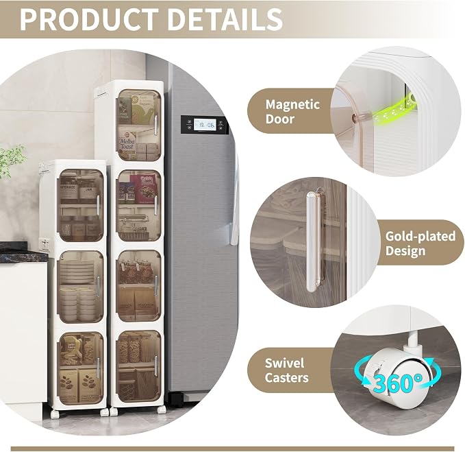 KHNR 3-Tiers Slim Bathroom Storage Cabinet, Foldable Storage Cabinets, Narrow - Image 3