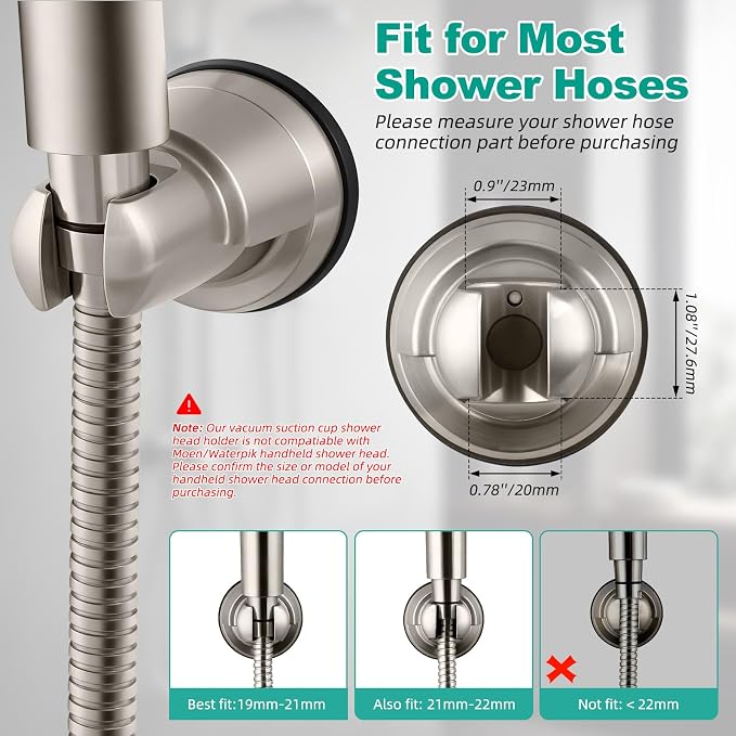 2 Pack Vacuum Suction Cup Shower Head Holder, Removable Shower Head Bracket - Image 3