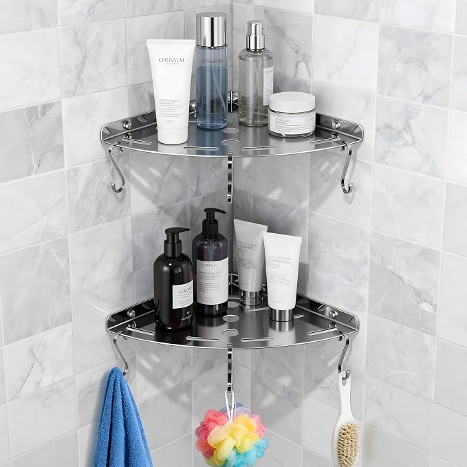 XIHLZYEH Corner Shower Shelves, 2 Pack 304 Stainless Steel Shower Shelf - Image 3