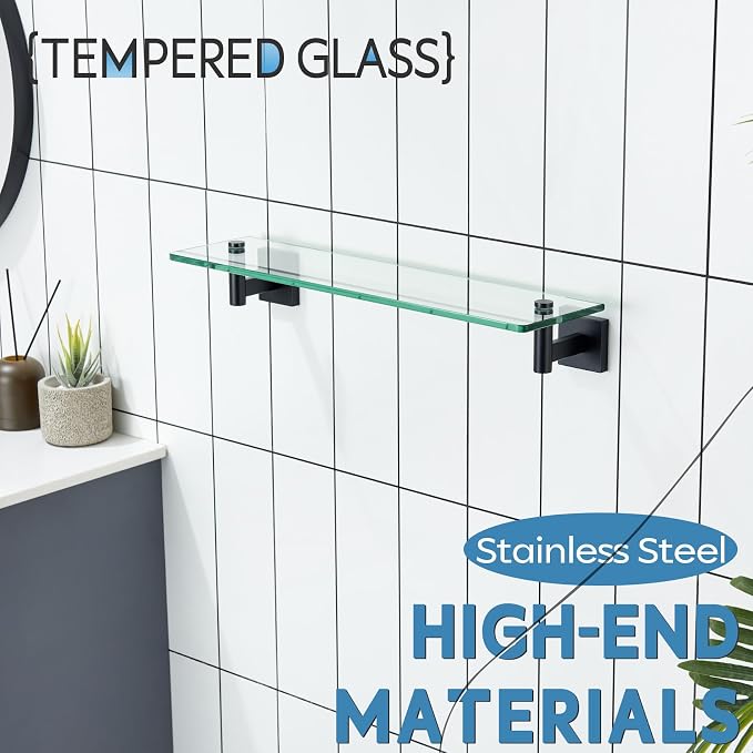 KOKOSIRI Bathroom Shelves Glass Floating Shelf 20-Inch - Image 7
