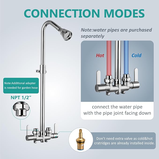Aolemi Outdoor Shower Fixtures Outdoor Shower Kit Faucet System 3 Inch Center 2 - Image 6