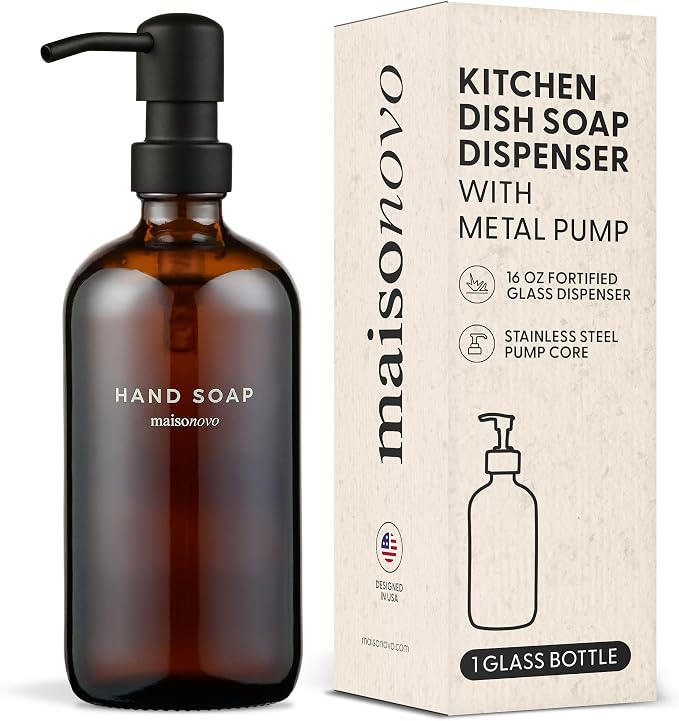 MaisoNovo Soap Dispenser 1-Piece Set | 16.9oz Amber Bottles by MaisoNovo-TheArtofSustainableLiving