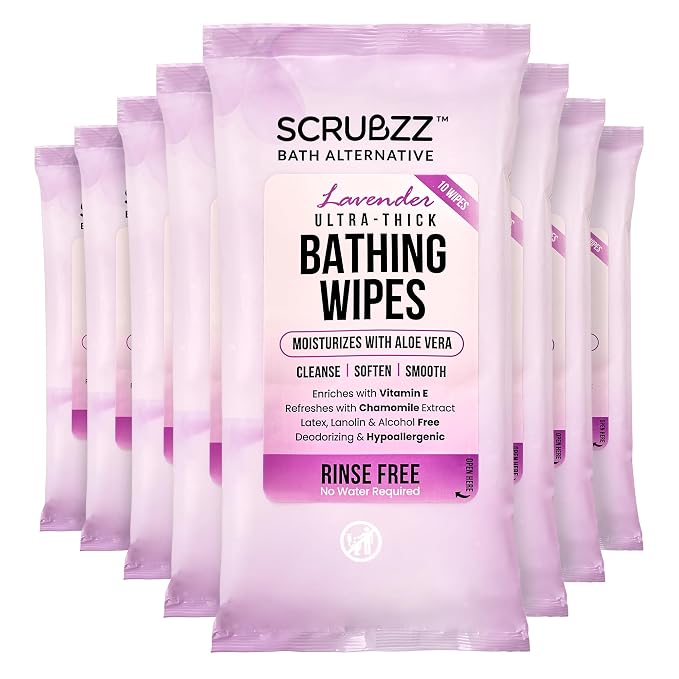 Extra Large Bath Wipes for Adults Bathing No Rinse by Scrubzz