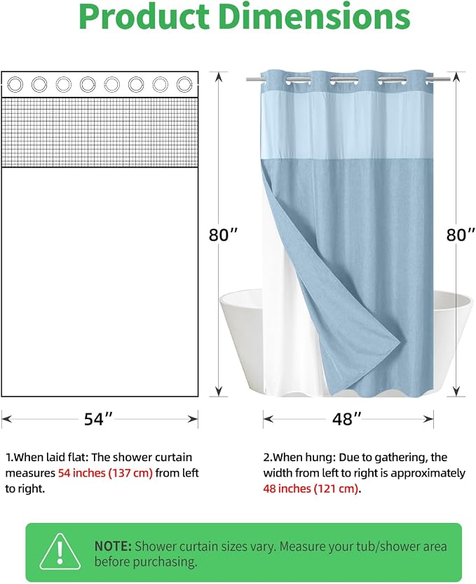 Stall No Hooks Needed Linen Textured Shower Curtain - Image 7