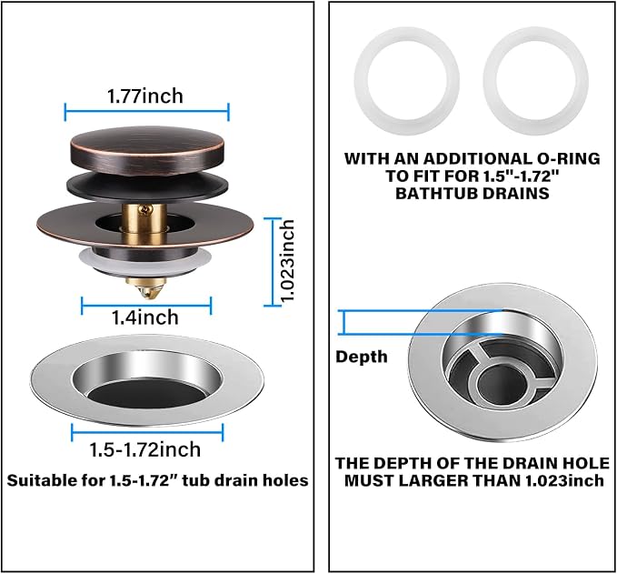 Bathtub Drain Stopper, Uxoz Universal Tub Stopper - Image 5