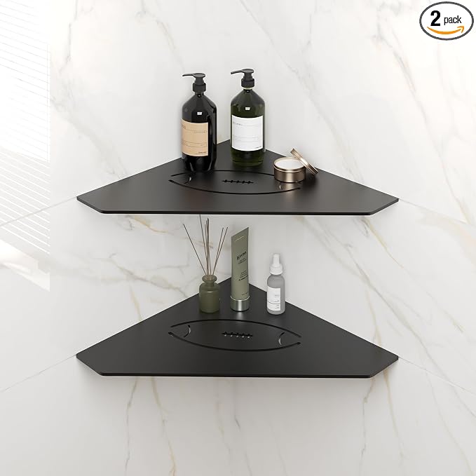 FerdY 2-Pack 10" Matte Black Recessed Corner Shower Shelf, by FerdY