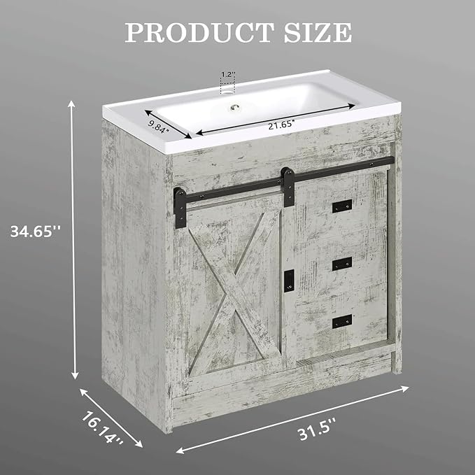 4ever2buy Farmhouse Bathroom Vanity, Vanity - Image 2