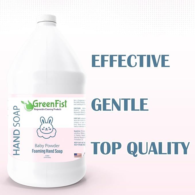 GreenFist Foaming Hand Soap Refills Baby Powder Scent Jug Foam Refill Made in - Image 2