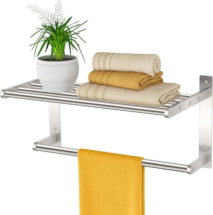 Towel Rack with Shelf 16", Metal Towel Racks - Image 7